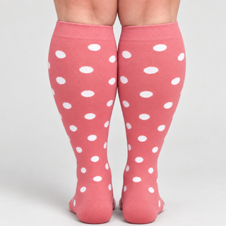 pink polka dots wide calf compression socks 
