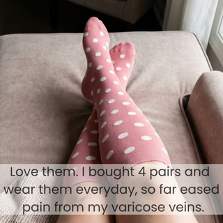pink polka dots wide calf compression socks review